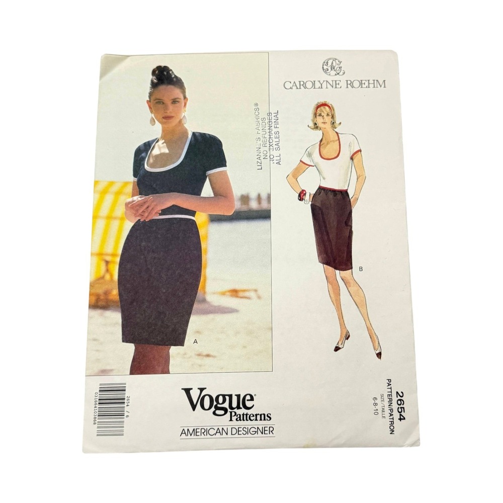 Vogue 2654 Sewing Pattern Misses Dress Carolyne Roehm Size 6-8-10 New Uncut